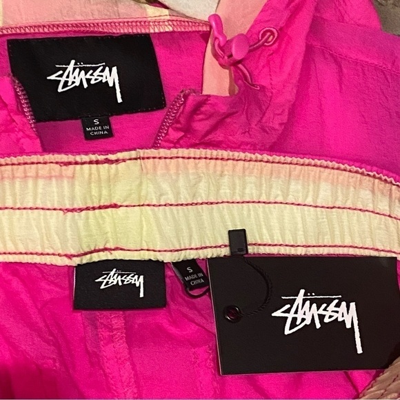SOLD!! NWT~STUSSY Hot Pink Barbie Aydin Nylon Crinkle Hoodie and Pants Set Small - Picture 10 of 12
